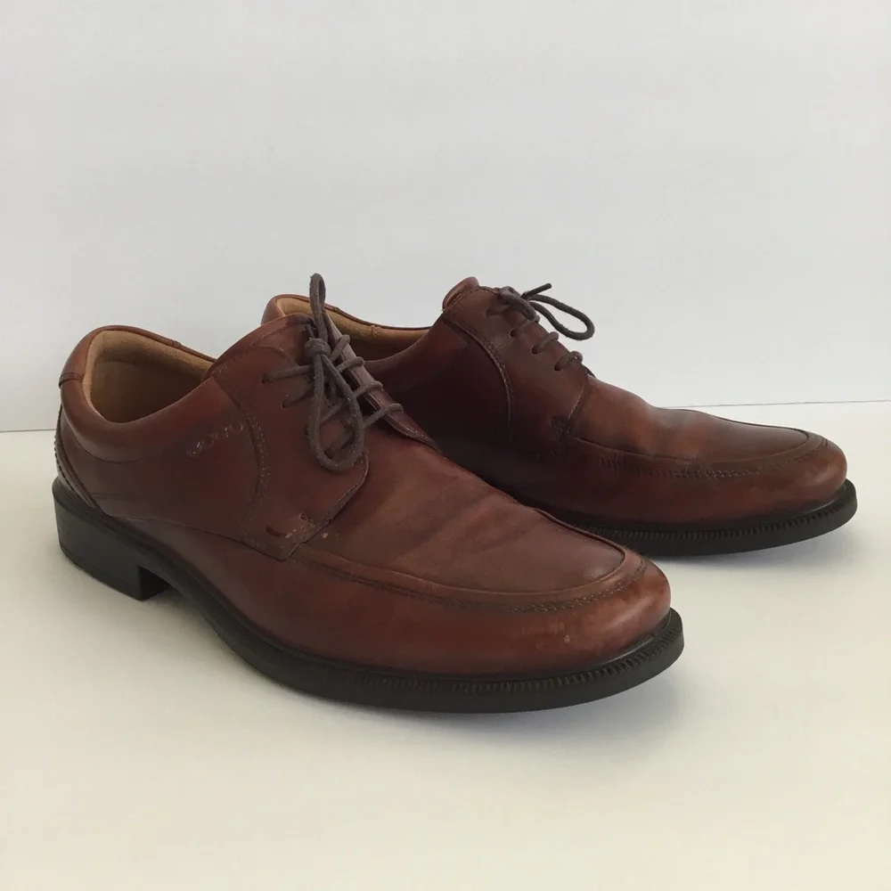 Ecco Mens Brown Leather Oxford Casual Shoes Lace Up Size 45 EU